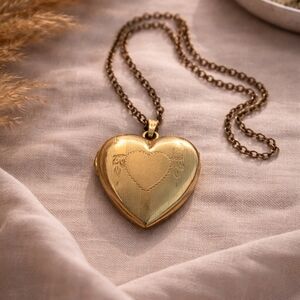 Gold Heart Locket Necklace